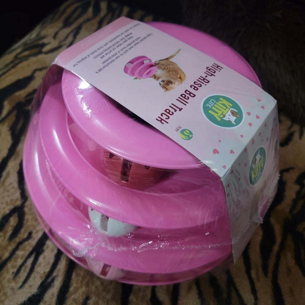 Cat Ball Track Toy Kittens Pink Ea.